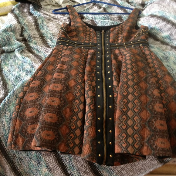 Sold @Ebay Free People leather and brocade dress - Picture 2 of 4