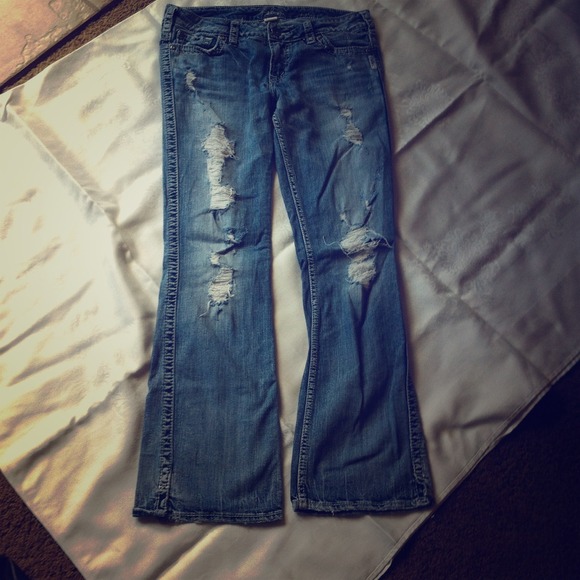 Silver Frances Cut Jeans, Distressed, Awesome