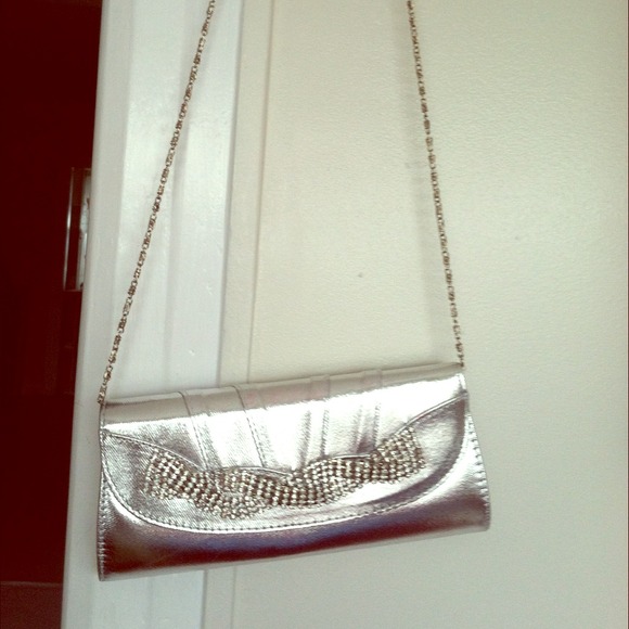 Silver evening clutch