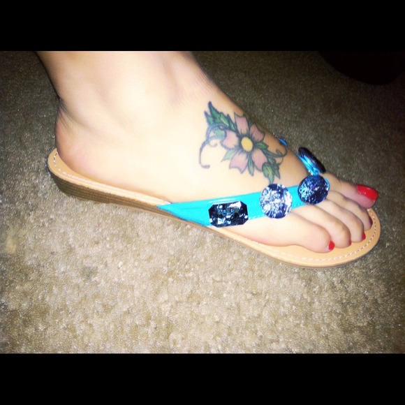 Blue sparkly Sandals !