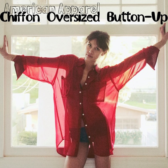 AMERICAN APPAREL Chiffon Oversized Button-Up