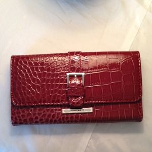 Red Alligator skin textured wallet