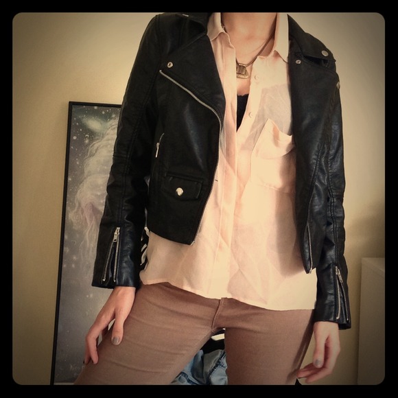 Sheer light pink button up shirt