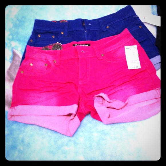 Hot pink and royal blue shorts
