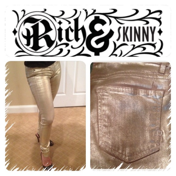 Rich & Skinny coated gold jeans