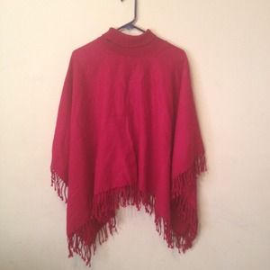 Red Alpaca Poncho