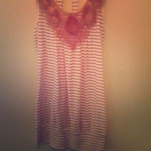 Pink flower tank top with cutout back