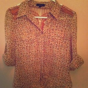 Flower print  mid sleeve shirt