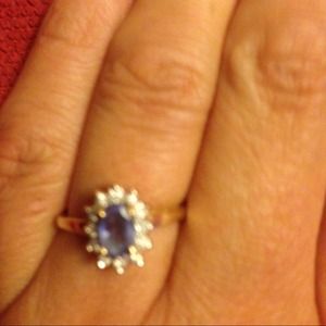 Genuine tanzanite and diamond ring in 10k gold