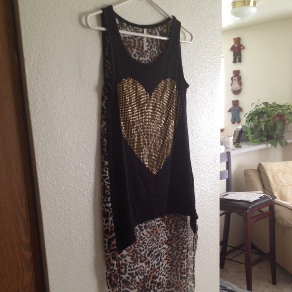 💛Black, Gold, & Leopard High Low Top💛 - Picture 4 of 4