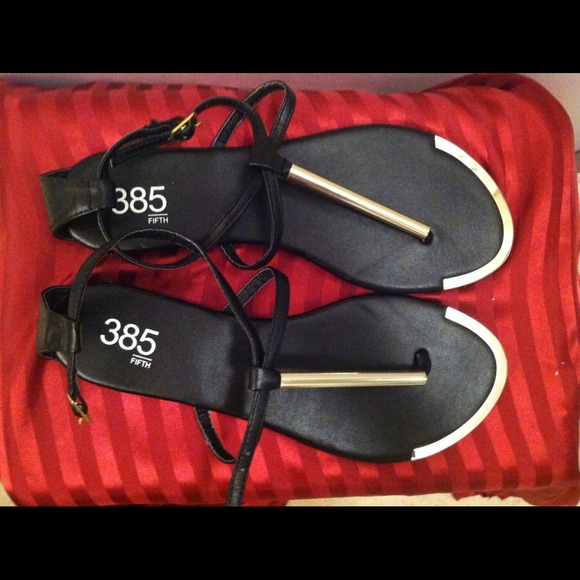 Black and gold sandals