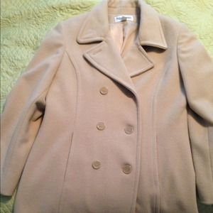 Tan beige wool cashmere winter coat