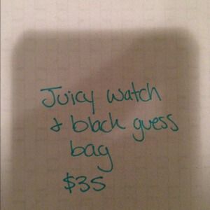 Juicy Couture watch and black Guess bag