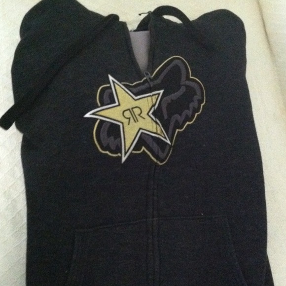 ⬇️ROCKSTAR HOODIE BLACK FAUX FUR ZIP HOODIE MENS