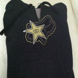 ⬇️ROCKSTAR HOODIE BLACK FAUX FUR ZIP HOODIE MENS