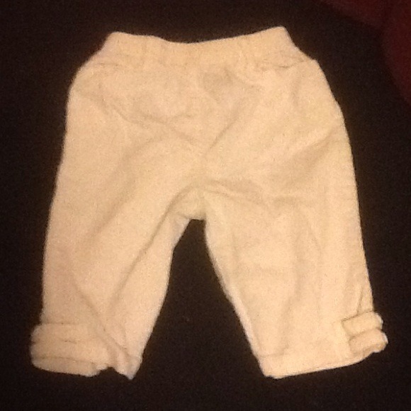 White 6/9 mos cords