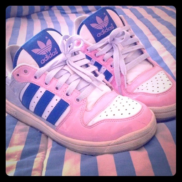 Baby blue and soft pink Adidas size 8