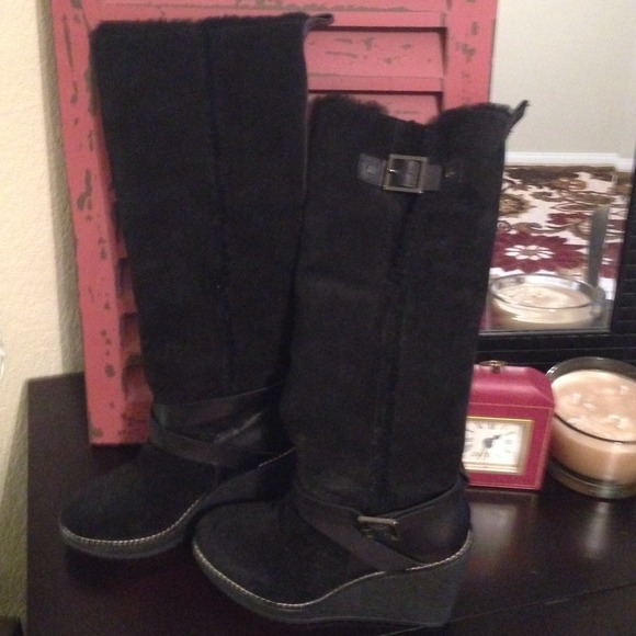 Black Tory burch boots wedges