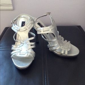 Strappy silver shoes