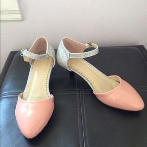 Pink sparkly mid heels