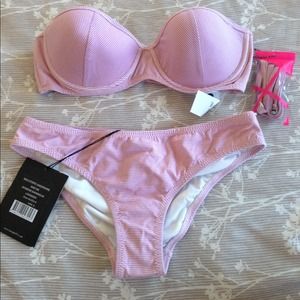 Lavender striped bikini set