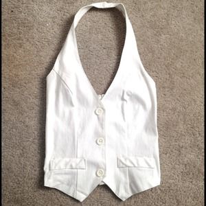 White halter vest with scrunch back Size S
