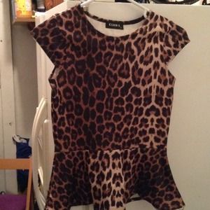 Leopard peplum top Club L