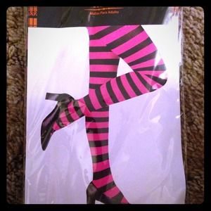 SOLD!!! Hot pink/black striped tights