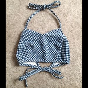 🚫ON HOLD🚫Vintage blue checkered halter crop top