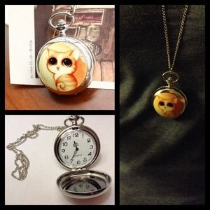 pocket watch necklace vintage silver steampunk new