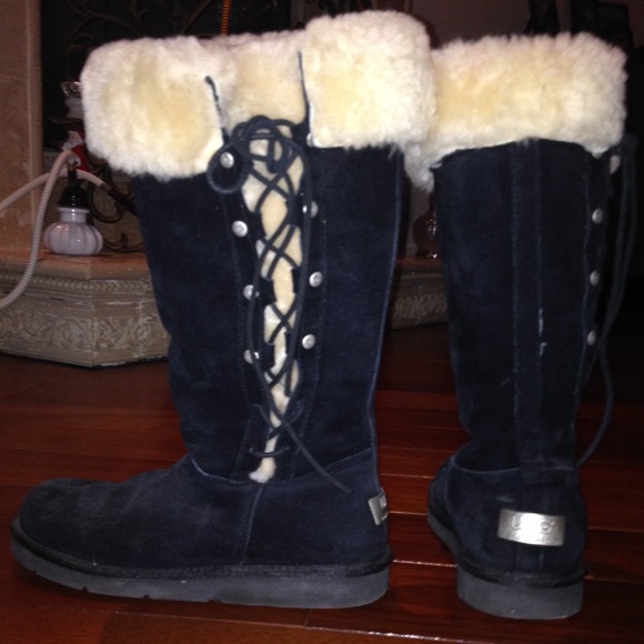 Black lace up uggs