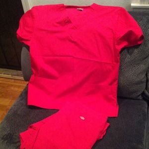 Dickies Red Scrub Set.