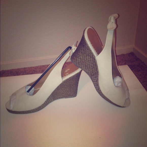 Khaki Peep Toe Wedges