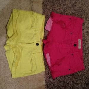Neon 2 for 1 denim shorts