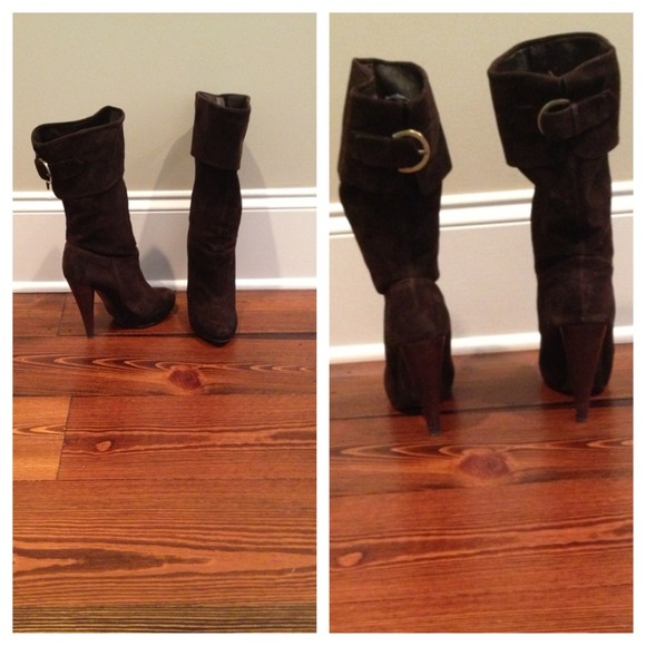 Brown suede boots