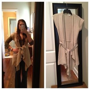 Tan wrap cardigan with tie