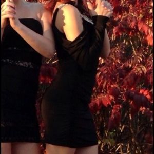 Black one sleeve clubbing dress