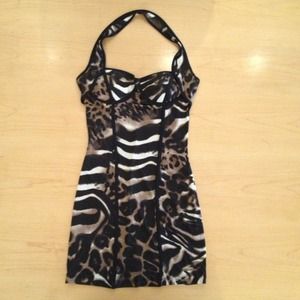 Animal print halter dress