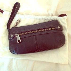 Black leather fossil wristlet