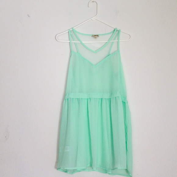 TRADED Sheer mint chiffon dress