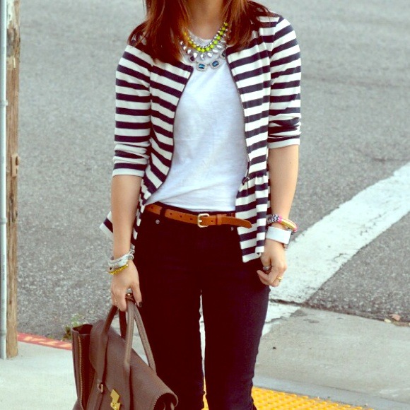 Zara Striped Peplum Zip Jacket/Top