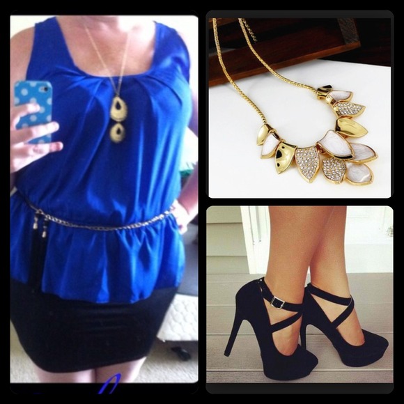 Blue/Black Peplum Style Dress