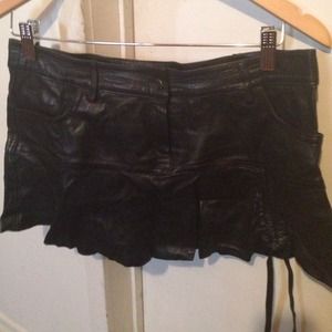 Soft leather mini skirt
