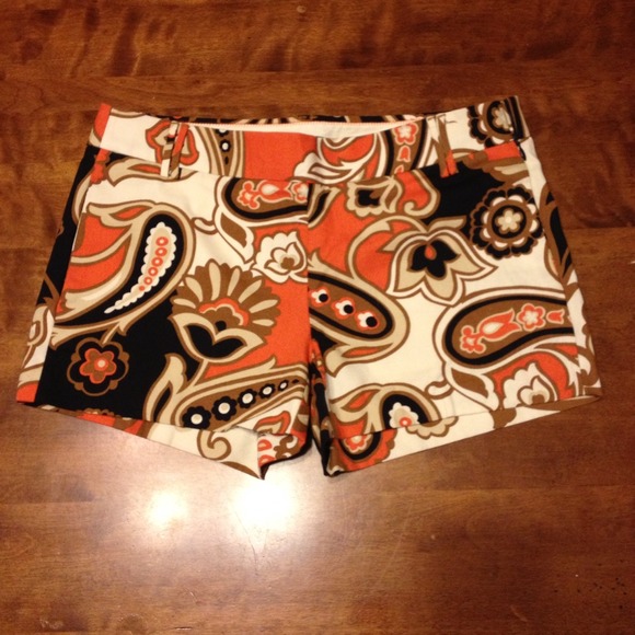 J. Crew Pants - J.Crew Paisley Print Shorts ~orange, navy, cream