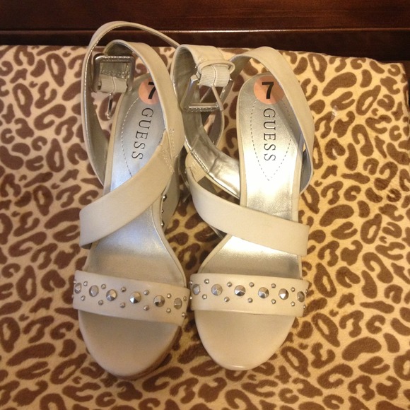 Guess strap up wedges