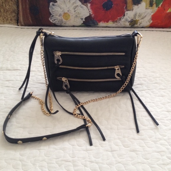 Black and Gold Crossbody Bag with Chain