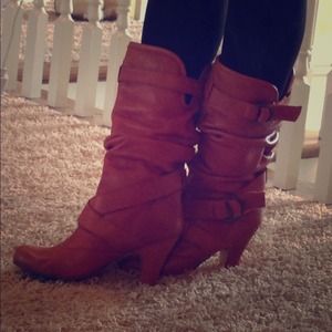 Mid calf tan boots