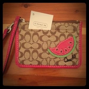 Coach watermelon wristlets