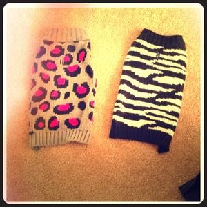 2 puppies sweaters, queen bee puppy shirt & dress