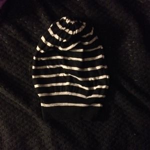 Black and grey striped beanie